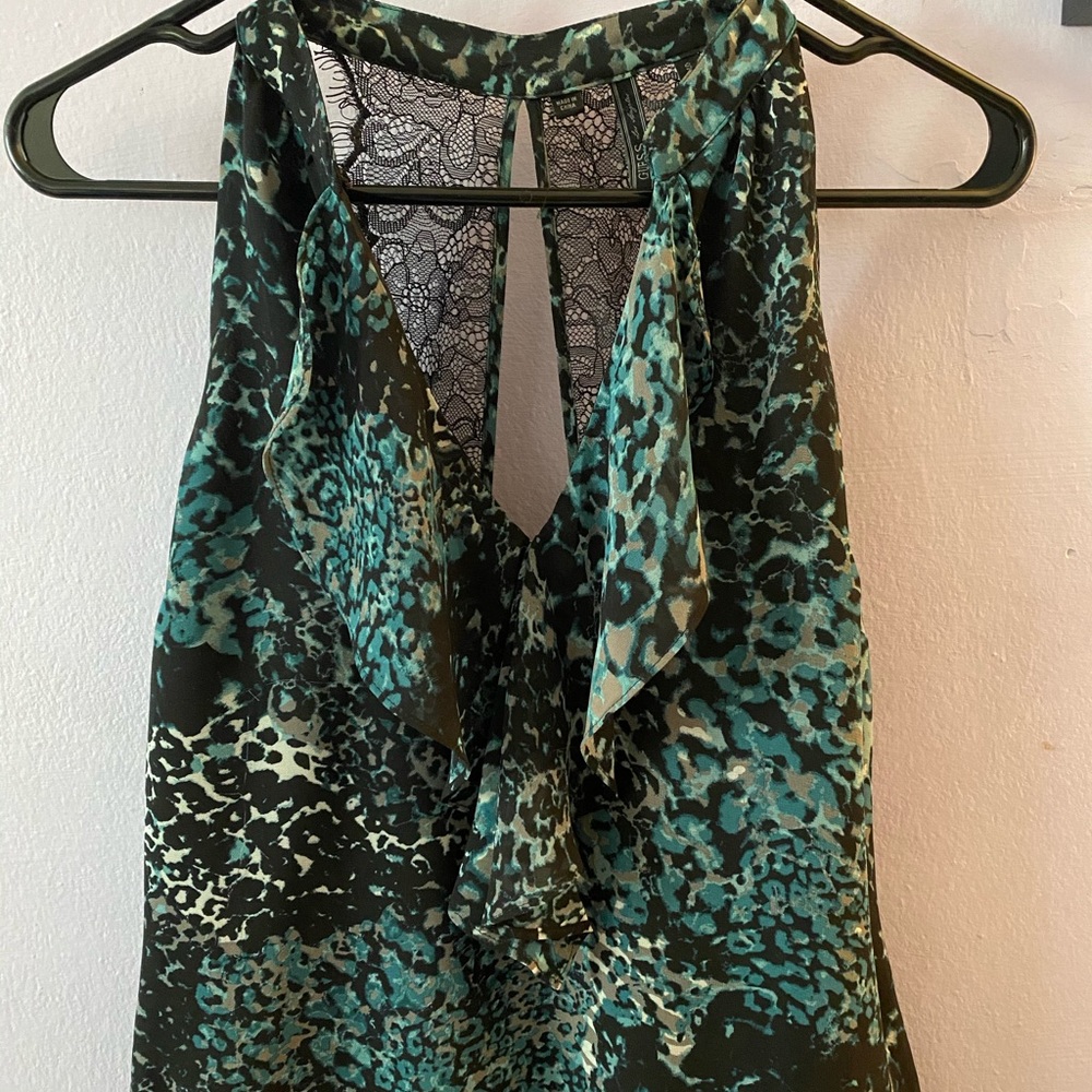 🔥2 for $30 Animal Print GUESS halter top E…